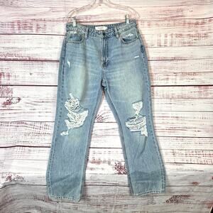 HIDDEN Zoey Mom Jeans 30 Distressed Busted Knees Grunge Indie Sleeze Edgy Casual